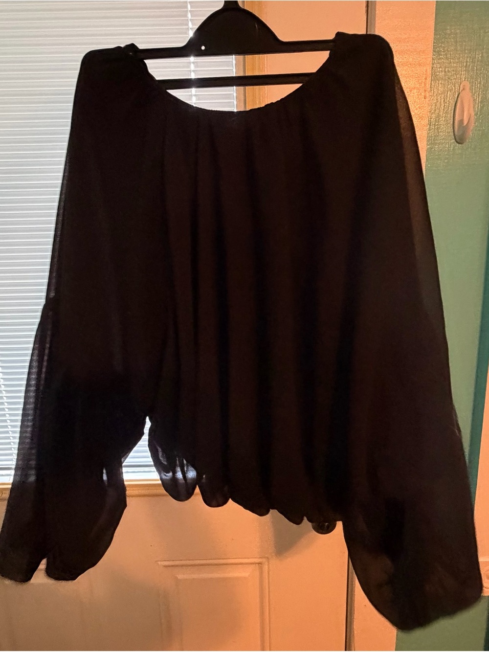 Gianna Bini Small Black Sheer Long-Sleeve Women's Top